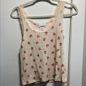 Carly Jean Los Angeles Cream Ribbed Cropped Camisole